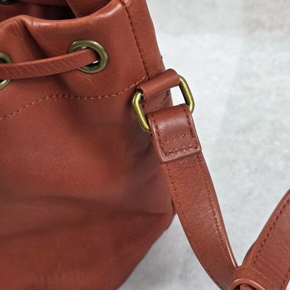 FEED Projects Harriet Leather Drawstring Bucket Bag - Terracotta Brown - EUC - Picture 10 of 12
